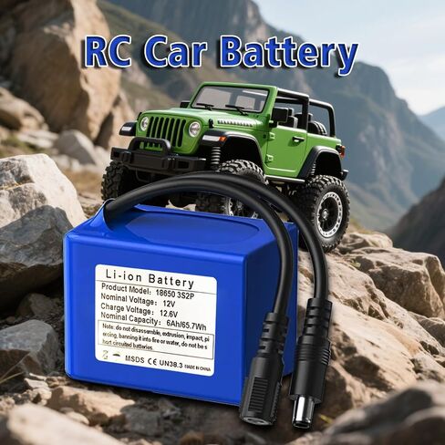 12V 6000mAh Rechargeable Battery Pack with 2A Fast Charger, DC5521 Male/Female Connectors & Screw Terminal Output for LED Lights, RC Cars, CCTV, Drones, DIY Projects in Saudi Arabia
