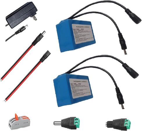 12V 6000mAh Rechargeable Battery Pack with 2A Fast Charger, DC5521 Male/Female Connectors & Screw Terminal Output for LED Lights, RC Cars, CCTV, Drones, DIY Projects in Saudi Arabia