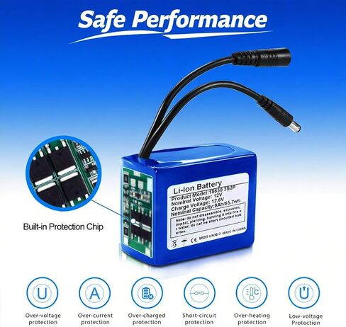 12V 6000mAh Rechargeable Battery Pack with 2A Fast Charger, DC5521 Male/Female Connectors & Screw Terminal Output for LED Lights, RC Cars, CCTV, Drones, DIY Projects in Saudi Arabia