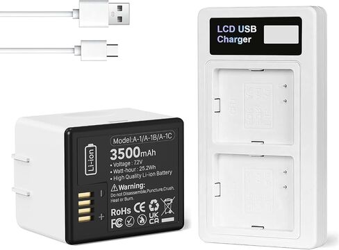 【3500mAh】 1-Pack Batteries with LCD Charger for Arlo Pro, Pro 2,Battery Compatible with Arlo VMC4030 VMC4030P VMS4230 VMS4430 VMS4530 VMS4430P VMS4530P-100NAR Camera VMA4400 A-1 Battery in Kuwait