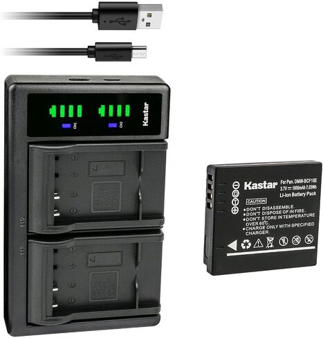 Kastar LTD2 USB Battery Charger Replacement for Panasonic Lumix DMC-TS1, Lumix DMC-TS2, Lumix DMC-TS3, Lumix DMC-TS4, Lumix DMC-FS10, Lumix DMC-FS11, Lumix DMC-FS12, Lumix DMC-FS15 Cameras in Kuwait