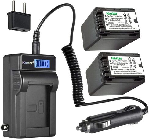 Kastar 2-Pack VW-VBT380 Battery and LCD AC Charger Compatible with Panasonic HC-V770, HC-V770K, HC-V770GK, HC-V770MGK, HC-V800, HC-V800K, HC-VX1, HC-VX1K, HC-VX870, HC-VX870K, HC-VX870GK Camera in Kuwait