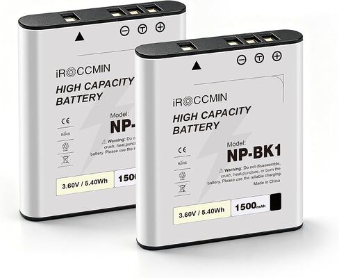 2-Pack 1500mAh High Battery NP-BK1 Battery | Compatible with Sony Bloggie MHS-CM5, PM5, Cyber-Shot DSC-S750, S780, S950, S980, DSC-W180, W190, W370, Webbie MHS-PM1 in Kuwait