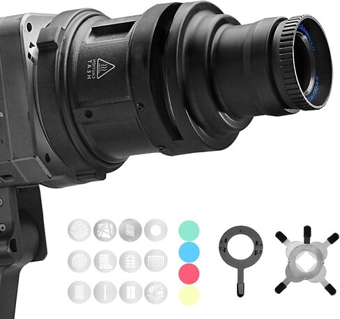 S-80LED Optical Snoot, Bowens Mount 38° Adjustable Focus Lens | for LED lights; 90% brighter light output, creates sharp and crisp imaging for studio portrait, photography video shooting in Kuwait