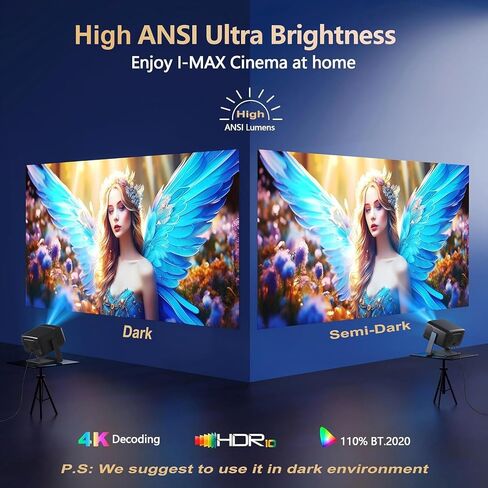[4500 Brightness/Built in Apps/65W Audio] Outdoor 4K-Projector with WiFi and Bluetooth 5.4, Auto Focus Smart Projector Support DoIby Audio, Upgrade GO2 Short Throw Projector with 360°Stand in Saudi Arabia