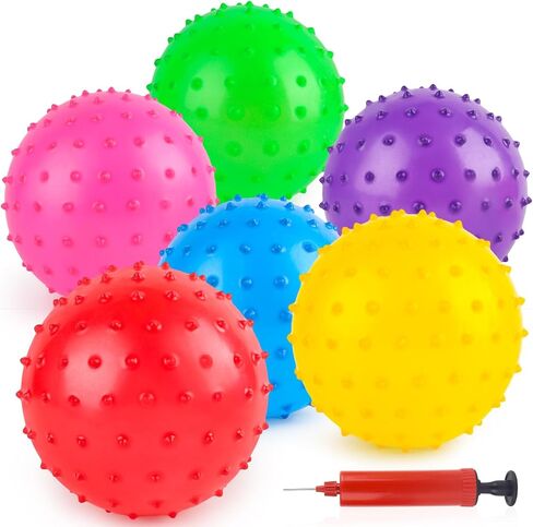 LOVEINUSA 6PCS Bounce Balls, 6inch Sensory Balls with Pump for Babies Toddlers in Kuwait