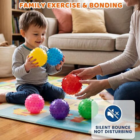 LOVEINUSA 6PCS Bounce Balls, 6inch Sensory Balls with Pump for Babies Toddlers in Kuwait
