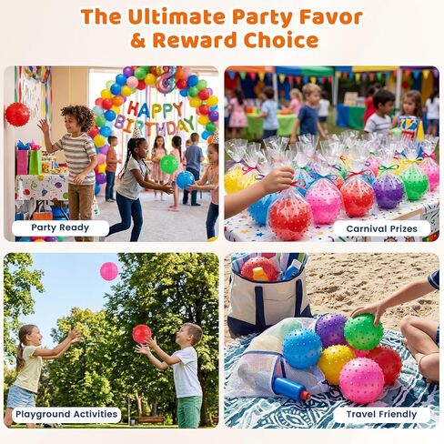 LOVEINUSA 6PCS Bounce Balls, 6inch Sensory Balls with Pump for Babies Toddlers in Kuwait