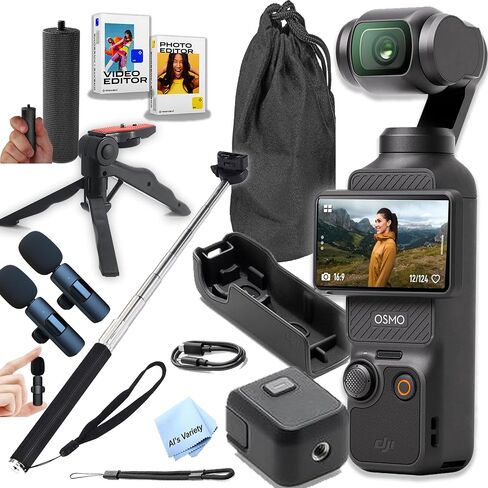 DJI Osmo Pocket 3,4K/120fps Vlog Camera, 3-Axis Stabilization, Face/Object Tracking, + 2pc Mic,Selfie Stick, Tripd, Grip, Software + More (Creator Bundle) in Kuwait