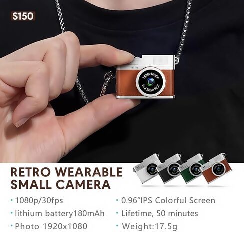 Retro Mini Digital Video Keychain Camera Small bodycam 1080P HD Video Go Cam 0.96" IPS Screen 4 Colors Type-C Pro17g 8GB Pocket Video Recorder for Travel Recording Gifts for Girls Stocking Stuffers in Kuwait