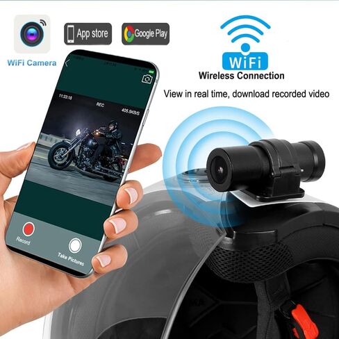 VSYSTO Helmet Camera for Bicycle Motorcycle, Remote Control, WiFi HD 1080P Portable Waterproof Handlebar Camera, G-Sensor, Loop Recording in Kuwait