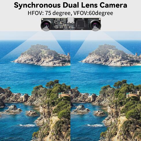 Stereo Camera Module 1200P Global Shutter USB Camera Module | 120fps High Speed Camera, Sync Webcam with No Distortion Dual Lens for VR,PC/Laptop/Raspberry Pi in Kuwait