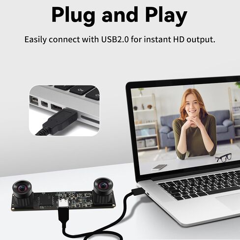 Stereo Camera Module 1200P Global Shutter USB Camera Module | 120fps High Speed Camera, Sync Webcam with No Distortion Dual Lens for VR,PC/Laptop/Raspberry Pi in Kuwait