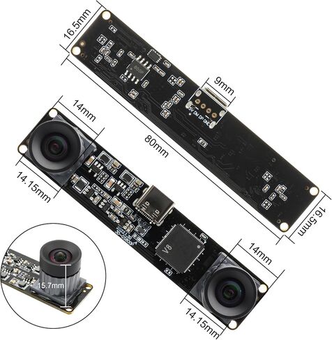 Stereo Camera Module 1200P Global Shutter USB Camera Module | 120fps High Speed Camera, Sync Webcam with No Distortion Dual Lens for VR,PC/Laptop/Raspberry Pi in Kuwait