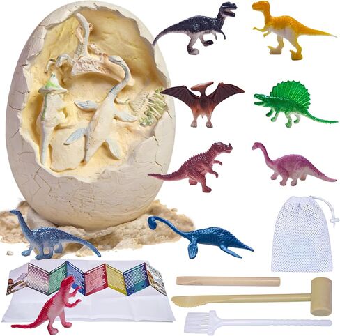 Jumbo Dino Eggs Dig Kit STEM Excavation Toy for Kids Ages 6-12 | Easy Dig & Clean,16 Dino Figures,Archaeology Educational Science,Safe & Gift-Ready,Egg Hunt Party Gift in Kuwait