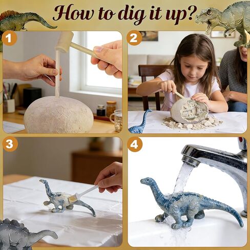 Jumbo Dino Eggs Dig Kit STEM Excavation Toy for Kids Ages 6-12 | Easy Dig & Clean,16 Dino Figures,Archaeology Educational Science,Safe & Gift-Ready,Egg Hunt Party Gift in Kuwait