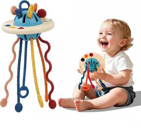 Montessori Baby Toys for 12M+, UFO Sensory Play Set for Toddlers, Pull String Pull String Toy in Stollers Developmental Toys for Fine Motor Skills Gift for Boys& Girls in Kuwait