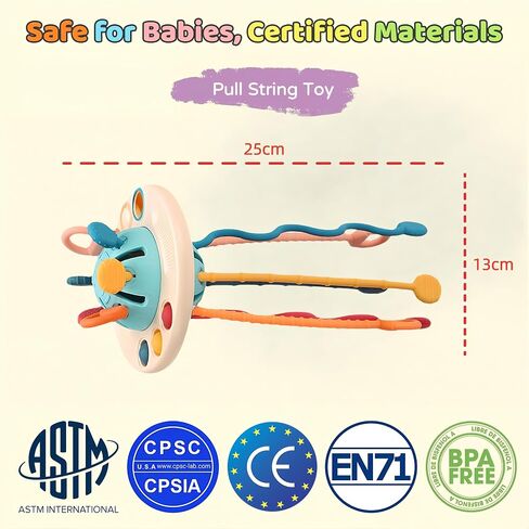 Montessori Baby Toys for 12M+, UFO Sensory Play Set for Toddlers, Pull String Pull String Toy in Stollers Developmental Toys for Fine Motor Skills Gift for Boys& Girls in Kuwait