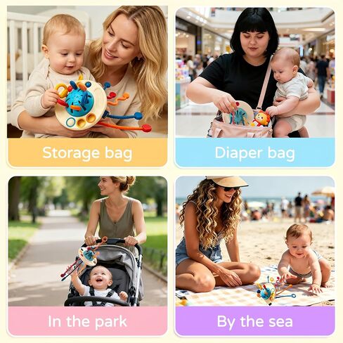 Montessori Baby Toys for 12M+, UFO Sensory Play Set for Toddlers, Pull String Pull String Toy in Stollers Developmental Toys for Fine Motor Skills Gift for Boys& Girls in Kuwait
