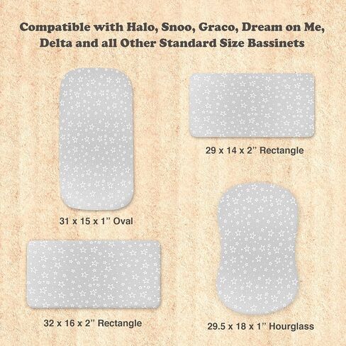 Bassinet Sheets Boys Girls– 1-Pack Soft Fitted Bassinet Sheets, Organic Cotton, Breathable & Cozy, Fits 32x16x4 Inch Rectangle, Oval & Hourglass Mattresses, Stars in Kuwait