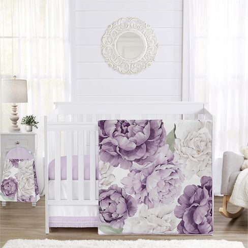 Sweet Jojo Designs 4-Piece Baby Crib Bedding Set (Pink Boho Floral) for Girls, Infants/Nursery incl. Blanket, Fitted Sheet, Skirt, Diaper Stacker (Watercolor, Bohemian, Wildflower, Vintage, Elegant) in Kuwait