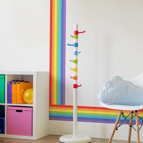 Large Rainbow Wall Decals Corner Line Floor Sticker Colorful Bold Rainbow Wall Border Stickers Peel and Stick Vinyl Wall Art Decor for Children Kids Bedroom Playroom Livingroom Home Decor in Kuwait