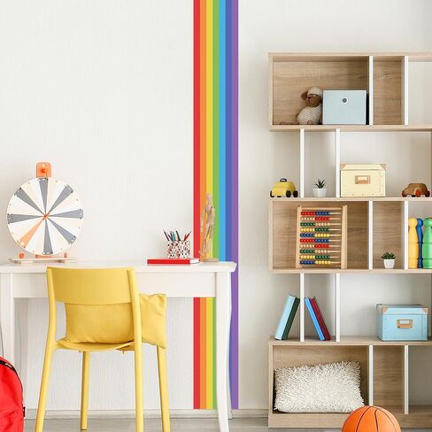 Large Rainbow Wall Decals Corner Line Floor Sticker Colorful Bold Rainbow Wall Border Stickers Peel and Stick Vinyl Wall Art Decor for Children Kids Bedroom Playroom Livingroom Home Decor in Kuwait