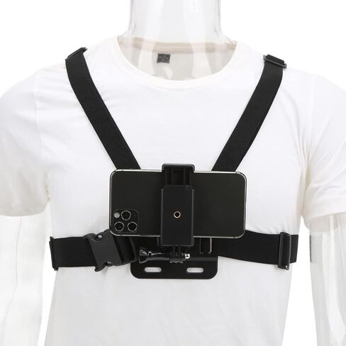 Mobile Phone Chest Strap Harness Mount Head Strap Holder Kit, Phone Chest Mount Harness Holder Mobile Phone Strap Clip for Video Recording Camera Harness in Kuwait