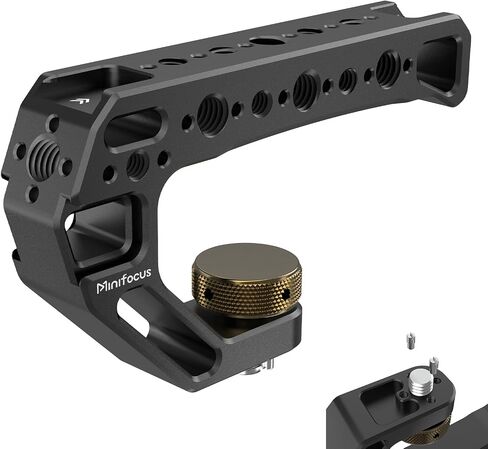 Camera Top Handle with 3/8"-16 Locating Pins for ARRI Grip for Camera Cage, Universal Top Handgrip with 5 Cold Shoe Adapters, Ergonomic Design, 1/4" and 3/8" Threads with Microphone/LED Light/Monitor in Saudi Arabia