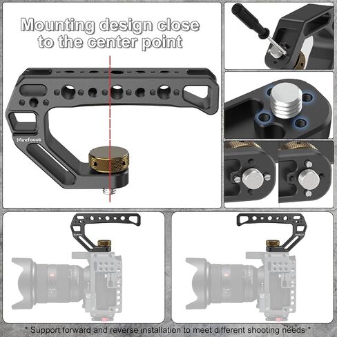 Camera Top Handle with 3/8"-16 Locating Pins for ARRI Grip for Camera Cage, Universal Top Handgrip with 5 Cold Shoe Adapters, Ergonomic Design, 1/4" and 3/8" Threads with Microphone/LED Light/Monitor in Saudi Arabia