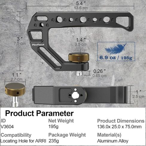 Camera Top Handle with 3/8"-16 Locating Pins for ARRI Grip for Camera Cage, Universal Top Handgrip with 5 Cold Shoe Adapters, Ergonomic Design, 1/4" and 3/8" Threads with Microphone/LED Light/Monitor in Saudi Arabia