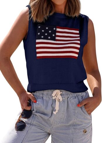 Ezbelle Crop Sweater Womens Summer Tank Tops Flag American Shirts USA Clothes in Kuwait