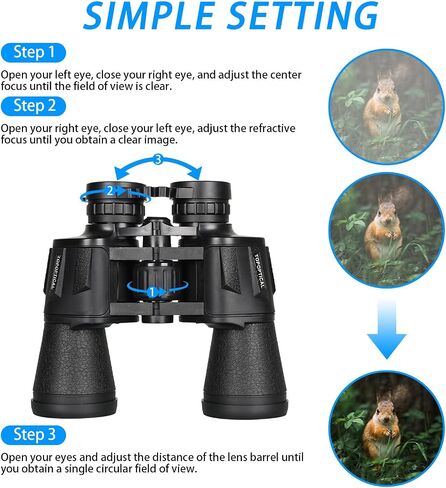 10x50mm High Power Binoculars for Adults and Teen, HD Professional Binoculars with BAK4 Prism & FMC Lens, Suitable for Bird Watching, Hunting, Travel, Stargazing, and Sports Events. in Kuwait