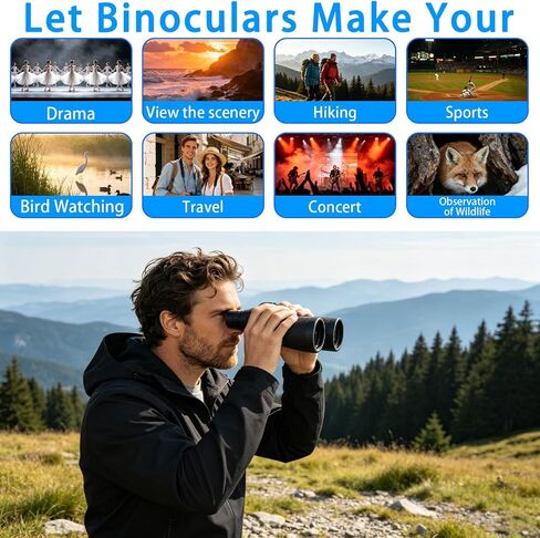 10x50mm High Power Binoculars for Adults and Teen, HD Professional Binoculars with BAK4 Prism & FMC Lens, Suitable for Bird Watching, Hunting, Travel, Stargazing, and Sports Events. in Kuwait