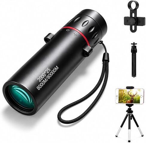 Mini Monocular Telescope with Phone Adapter, 25X Magnification Portable Single Tube for Hiking, Bird Watching, Stargazing, and Outdoor Adventures in Kuwait