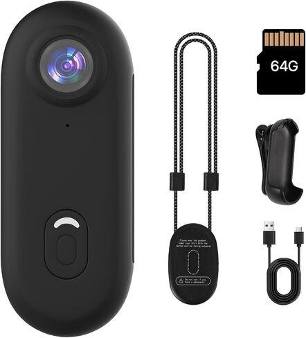 Li&Lu 4K Thumb Action Camera, Sports & Action Video Cameras Portable (with 64G-Card, Black) in Saudi Arabia