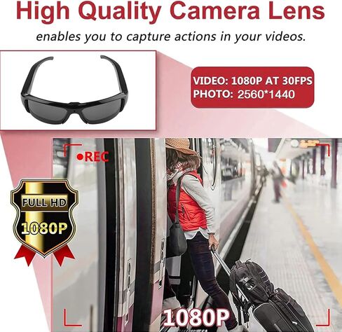 Smart Video 1080P Camera Glasses,Sport Camera Sunglasses with Anti Shake Wide Angle Lens,Sports Action Camera Glasses for Cycling Sports in Kuwait