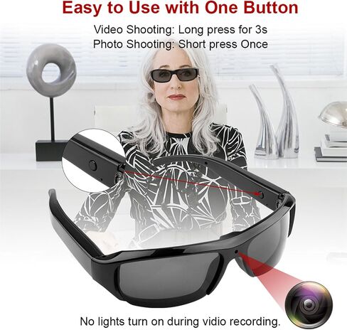 Smart Video 1080P Camera Glasses,Sport Camera Sunglasses with Anti Shake Wide Angle Lens,Sports Action Camera Glasses for Cycling Sports in Kuwait