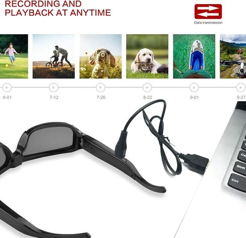 Smart Video 1080P Camera Glasses,Sport Camera Sunglasses with Anti Shake Wide Angle Lens,Sports Action Camera Glasses for Cycling Sports in Kuwait