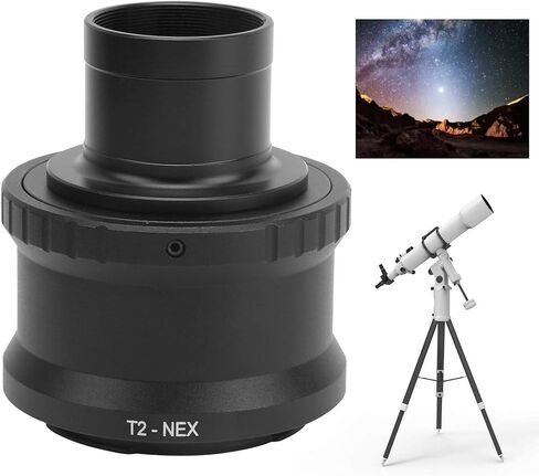 1.25in T Mount Telescope Adapter Ring for E Mount Mirrorless Camera, Aluminum Alloy Metal T2-E Adapter with M42x0.75 Interface, Lightweight Accessory for Astrophotography in Kuwait