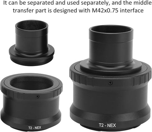 1.25in T Mount Telescope Adapter Ring for E Mount Mirrorless Camera, Aluminum Alloy Metal T2-E Adapter with M42x0.75 Interface, Lightweight Accessory for Astrophotography in Kuwait