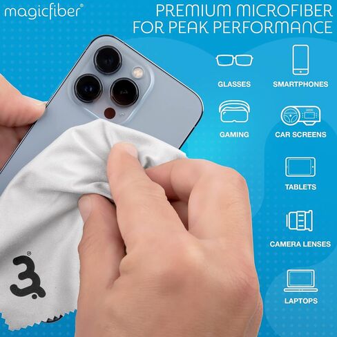 MagicFiber 18 PK - 12 Household Microfiber Cleaning Cloths + 6 Glasses Microfiber Cleaning Cloths - Premium Kitchen Towels and Glasses Wipes in Kuwait