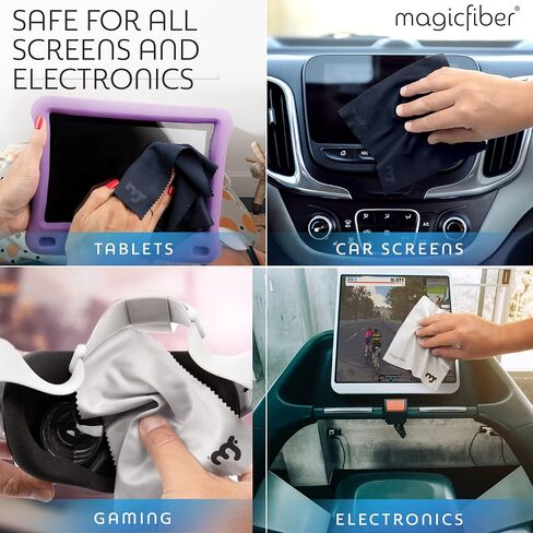 MagicFiber 18 PK - 12 Household Microfiber Cleaning Cloths + 6 Glasses Microfiber Cleaning Cloths - Premium Kitchen Towels and Glasses Wipes in Kuwait