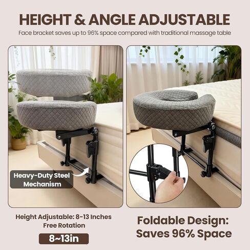 Face Down Pillow for Vitrectomy Recovery Equipment – Heavy-Duty Steel Massage Headrest for Bed – Fully Adjustable & Foldable Face Cradle for Post Eye Surgery Sleeping & Home Spa in Kuwait