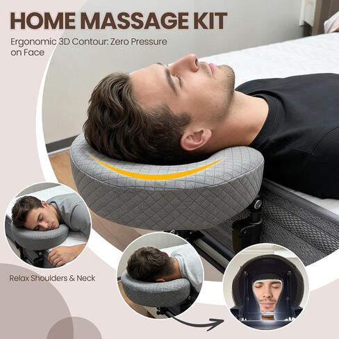 Face Down Pillow for Vitrectomy Recovery Equipment – Heavy-Duty Steel Massage Headrest for Bed – Fully Adjustable & Foldable Face Cradle for Post Eye Surgery Sleeping & Home Spa in Kuwait