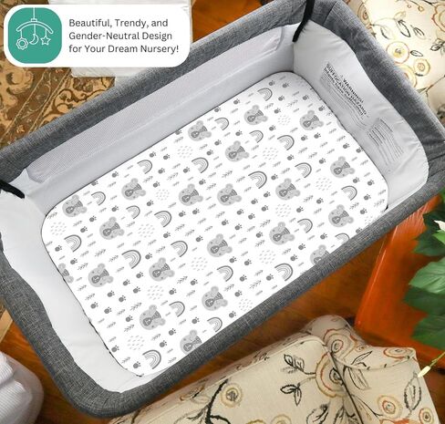 Bassinet Sheets for Papablic, CoZee, Cowiewie, Ezebaby, Nawahev Baby Bassinet Bedside Sleeper by TansyPanda, 3 Pack, 35x20, Ultra Soft, Breathable, Snug Fit, Boys Girls, Gray (Woodland Rainbow) in Kuwait