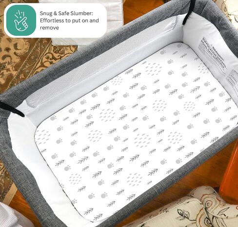 Bassinet Sheets for Papablic, CoZee, Cowiewie, Ezebaby, Nawahev Baby Bassinet Bedside Sleeper by TansyPanda, 3 Pack, 35x20, Ultra Soft, Breathable, Snug Fit, Boys Girls, Gray (Woodland Rainbow) in Kuwait