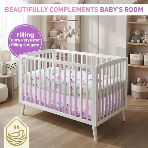 Baby Crib 3-Piece Bedding Set, Light Purple, Butterfly Design (Purple) in Kuwait