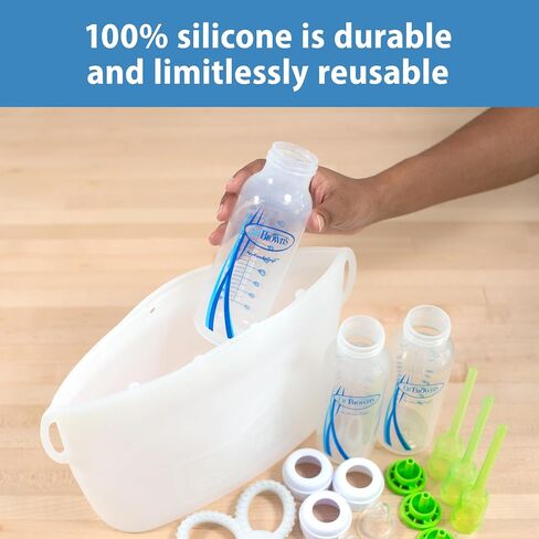 Dr. Brown's Reusable Silicone & Disposable Plastic Microwave Steam Sterilizer Bags for Baby Bottles, Breast Pump Parts & Pacifiers - 5-Pack in Kuwait
