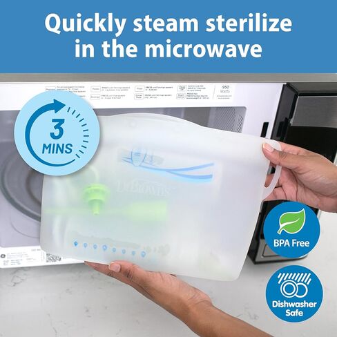 Dr. Brown's Reusable Silicone & Disposable Plastic Microwave Steam Sterilizer Bags for Baby Bottles, Breast Pump Parts & Pacifiers - 5-Pack in Kuwait